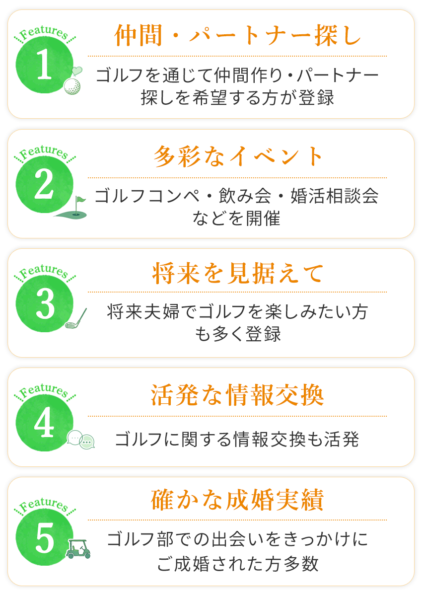 Rushゴルフ部の特徴 1〜5